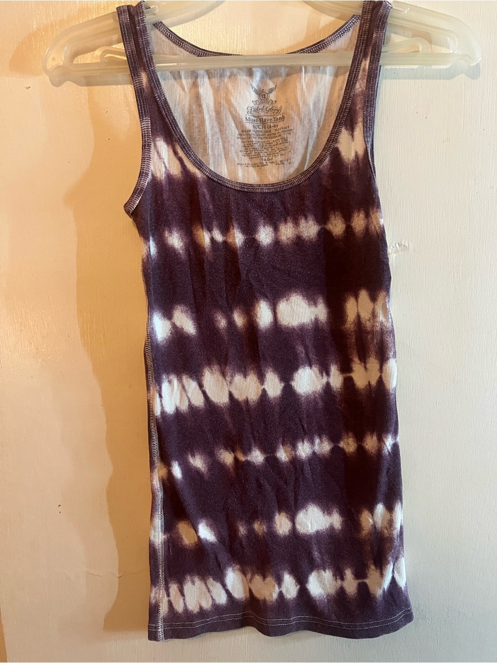 Faded Glory Purple and White Tie-Dye Tank Top